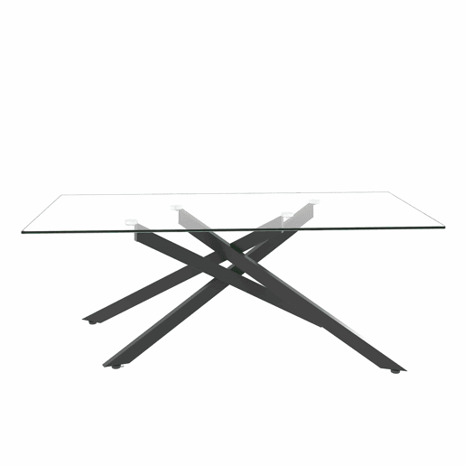 Mesa de centro 120 x 60 cm - vidro temperado, pés metálicos pretos, estilo moderno - preto