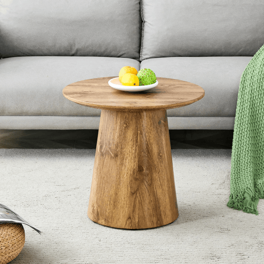 Mesa de centro redonda 50x48 cm - MDF com acabamento em madeira, ideal para sala de estar e varanda - Natural Mesa de centro redonda 50x48 cm - MDF com acabamento em madeira, ideal para sala de estar e varanda - Natural