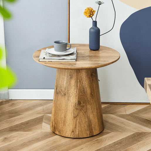 Mesa de centro redonda 50x48 cm - MDF com acabamento em madeira, ideal para sala de estar e varanda - Natural Mesa de centro redonda 50x48 cm - MDF com acabamento em madeira, ideal para sala de estar e varanda - Natural