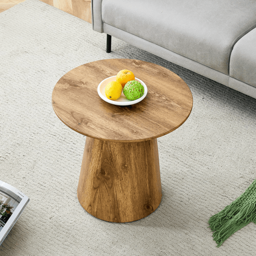 Mesa de centro redonda 50x48 cm - MDF com acabamento em madeira, ideal para sala de estar e varanda - Natural Mesa de centro redonda 50x48 cm - MDF com acabamento em madeira, ideal para sala de estar e varanda - Natural