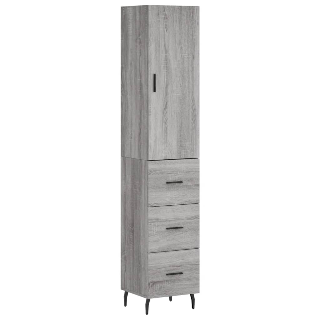Aparador alto - Mueble de almacenamiento 34 Roble/ Gris