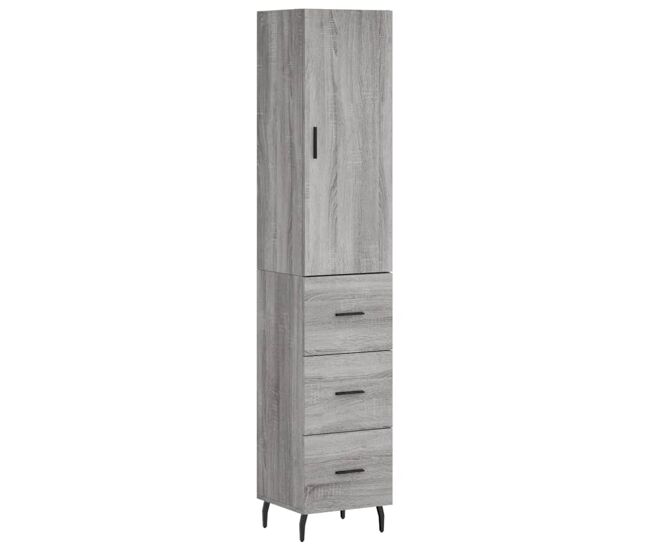 Aparador alto - mueble de almacenamiento madera contrachapada gris sonoma 34,5x34x180 cm es1000