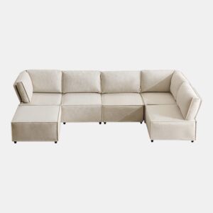 Sofá modular de 6 lugares - modular, flexível, fácil de montar, para qualquer tipo de casa - bege