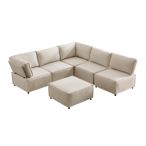 Sofá modular de 6 lugares - modular, flexível, fácil de montar, para qualquer tipo de casa - bege