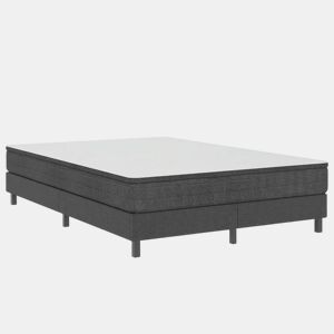 Cama de casal simple boxspring 140x200 cm tecido cinzento