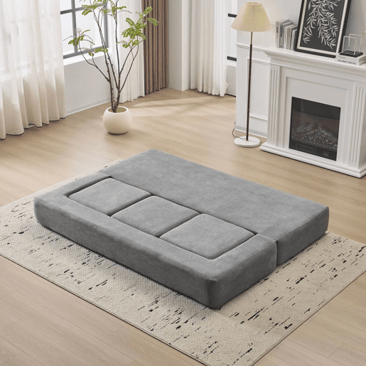 Sofá modular conversível de 3 lugares - com 3 apoios para os pés, espuma de alta elasticidade, sofá de chenille que poupa espaço - cinzento