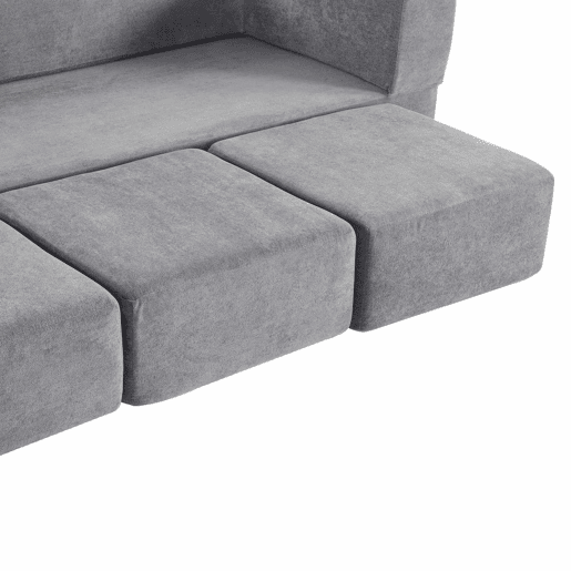 Sofá modular conversível de 3 lugares - com 3 apoios para os pés, espuma de alta elasticidade, sofá de chenille que poupa espaço - cinzento