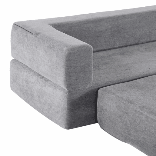 Sofá modular conversível de 3 lugares - com 3 apoios para os pés, espuma de alta elasticidade, sofá de chenille que poupa espaço - cinzento