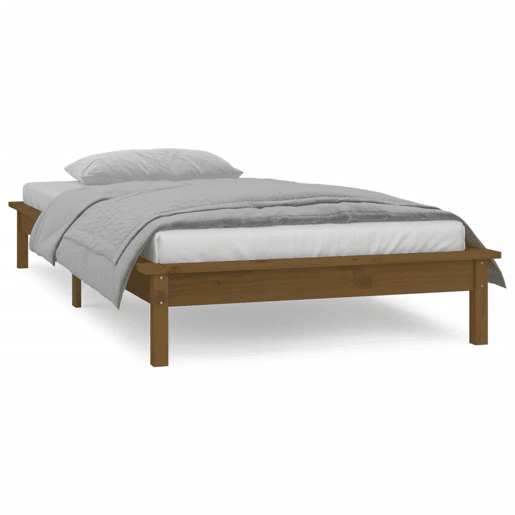 Estrutura de cama de solteiro para adultos c luzes LED 90x200 cm madeira castanho mel