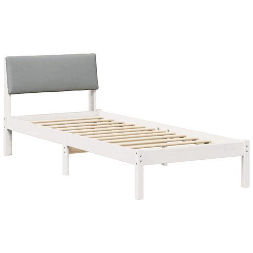 Estrutura de cama de solteiro para adultos Branco e cinza claro 75 x 190 cm