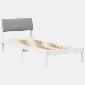 Estrutura de cama de solteiro para adultos Branco e cinza claro 75 x 190 cm