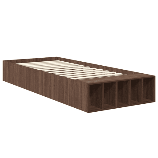 Estrutura de cama de solteiro para adultos com prateleira Carvalho Marrom 75 x 190 cm