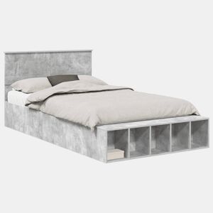 Estrutura da Cama de casal simple Cinzento 120 x 190 cm Madeira processada