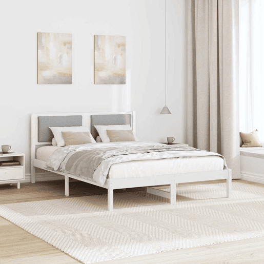 Estrutura da Cama de casal simple com cabeceira Cinzento-claro 140 x 190 cm