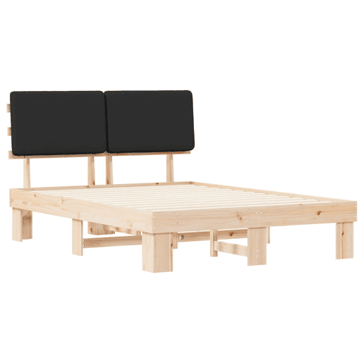 Estrutura de Cama de casal moderno com Cabeceira Estofada Preto 140 x 200 cm