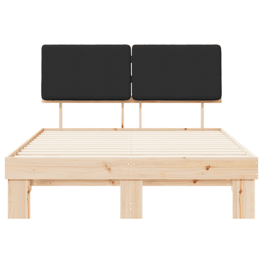 Estrutura de Cama de casal moderno com Cabeceira Estofada Preto 140 x 200 cm