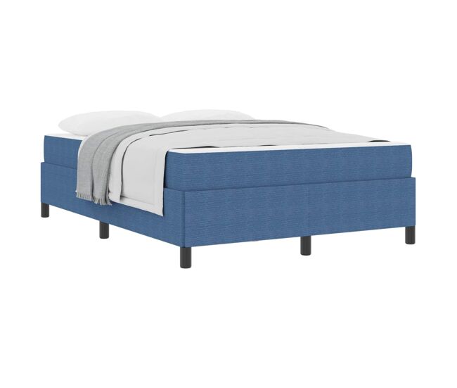 Estructura de cama doble matrimonial con colchón azul 140 x 200 cm tela