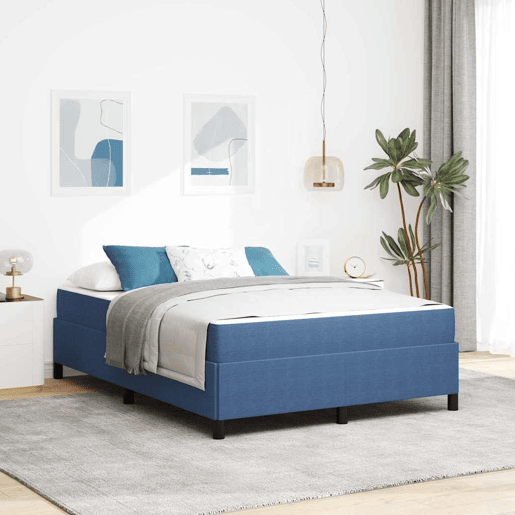 Estrutura da Cama de casal moderno com colchão - Azul 140 x 200 cm tecido Estrutura da Cama de casal moderno com colchão - Azul 140 x 200 cm tecido