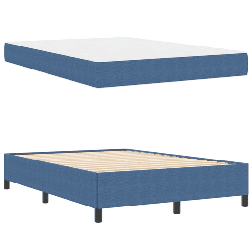 Estrutura da Cama de casal moderno com colchão - Azul 140 x 200 cm tecido Estrutura da Cama de casal moderno com colchão - Azul 140 x 200 cm tecido