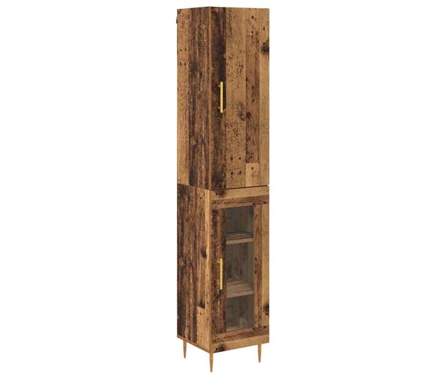 Aparador alto - mueble de almacenamiento 2 pcs madera envejecida madera de ingeniería es157