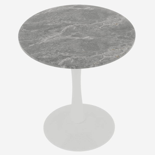 Mesa de centro 70 cm - estilo moderno de meados do século, tampo redondo em mármore - Branco antigo + Cinza escuro