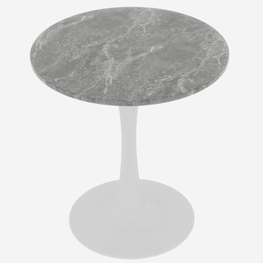 Mesa de centro 70 cm - estilo moderno de meados do século, tampo redondo em mármore - Branco antigo + Cinza escuro