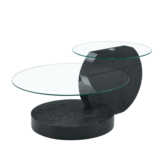 Mesa de centro com 2 níveis - Vidro de segurança, design minimalista, MDF preto + transparente Mesa de centro com 2 níveis - Vidro de segurança, design minimalista, MDF preto + transparente