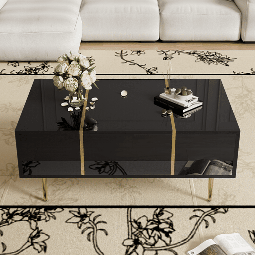 Mesa de centro moderna - 2 gavetas - Preto Mesa de centro moderna - 2 gavetas - Preto