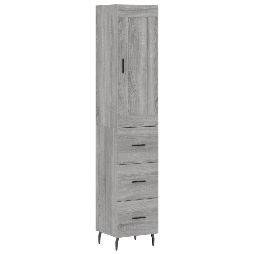 Aparador alto - Mueble de almacenamiento 34 Roble/ Gris