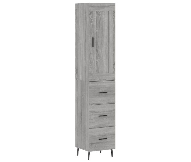 Aparador alto - mueble de almacenamiento madera contrachapada gris sonoma 34,5x34x180 cm es1038