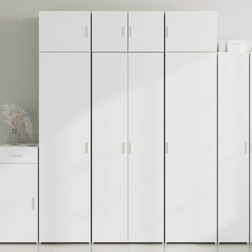 Armário alto - Bufete - Móvel de apoio 70x42,5x185 cm derivados de madeira branco pt1236