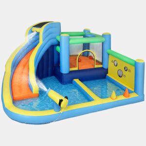 AIYAPLAY Castelo Insuflável Aquático 8 em 1 com Soprador 550W u2013 Castelo Insuflável para Crianças com Escorrega Extra Longo SecoMolhado, Zona de Saltos, Escalada, Cesta e Lançamento de Argolas para Exterior e Interior 350x320x190cm