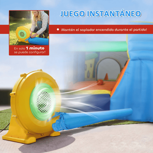 AIYAPLAY Castelo Insuflável Aquático 8 em 1 com Soprador 550W u2013 Castelo Insuflável para Crianças com Escorrega Extra Longo SecoMolhado, Zona de Saltos, Escalada, Cesta e Lançamento de Argolas para Exterior e Interior 350x320x190cm
