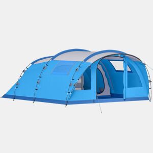Outsunny Tenda de Campismo Familiar para 5 Pessoas Tenda de Campismo Dobrável Tipo Túnel com 3 Quartos Porta 4 Janelas Alpendre Bolsa Impermeável 3000 mm Montagem Fácil para Pesca Caminhadas Azul
