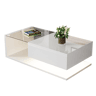 Mesa de centro 105x55x32,5 cm - Com vidro e efeito LED - Branco