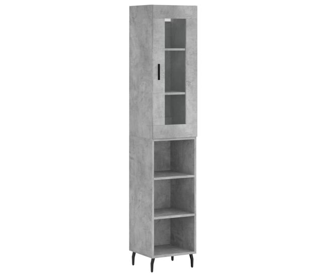 Aparador - mueble de almacenamiento de madera contrachapada gris hormigón 34,5x34x180 cm es2707
