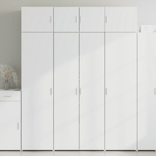 Armário alto - Bufete - Móvel de apoio 80x42,5x185 cm deriv. de madeira branco pt1240