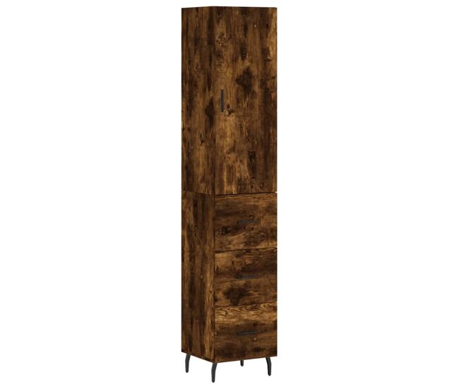 Aparador - mueble de almacenamiento de madera contrachapada roble ahumado 34,5x34x180 cm es2983