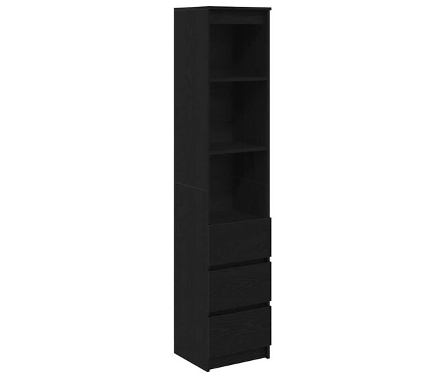 Aparador alto - mueble de almacenamiento roble negro 37,5x35x180 cm madera de ingeniería es1581