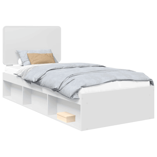 Estrutura de cama de solteiro para adultos - Branco 75 x 190 cm Madeira de Pinheiro Sólida