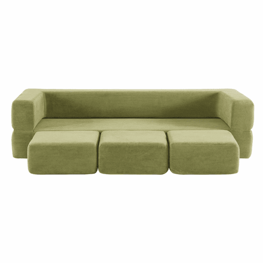 Sofá modular de 3 lugares - com 3 apoios para os pés, espuma de alta elasticidade, chenille, ideal para estúdios e escritórios - verde Sofá modular de 3 lugares - com 3 apoios para os pés, espuma de alta elasticidade, chenille, ideal para estúdios e escritórios - verde