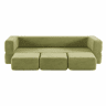Sofá modular de 3 lugares - com 3 apoios para os pés, espuma de alta elasticidade, chenille, ideal para estúdios e escritórios - verde