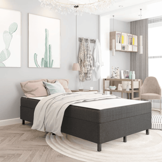 Cama de casal simple boxspring 120x200 cm tecido cinzento Cama de casal simple boxspring 120x200 cm tecido cinzento