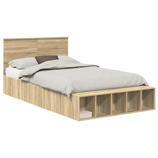 Estrutura da Cama de casal simple com prateleira Carvalho Sonoma 135 x 190 cm