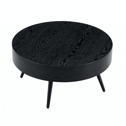 Mesa de café redonda 70 cm - Design minimalista, pernas de metal - Preto
