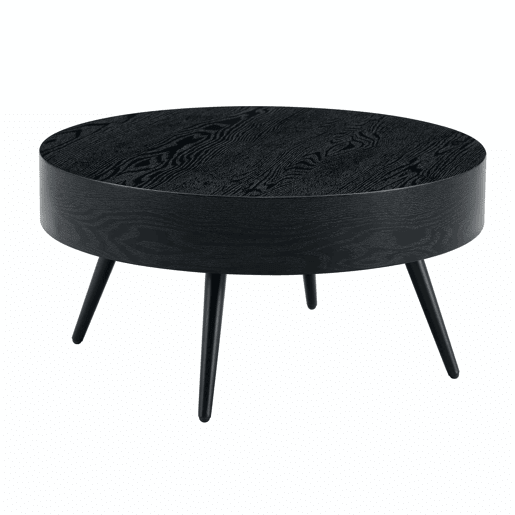 Mesa de café redonda 70 cm - Design minimalista, pernas de metal - Preto