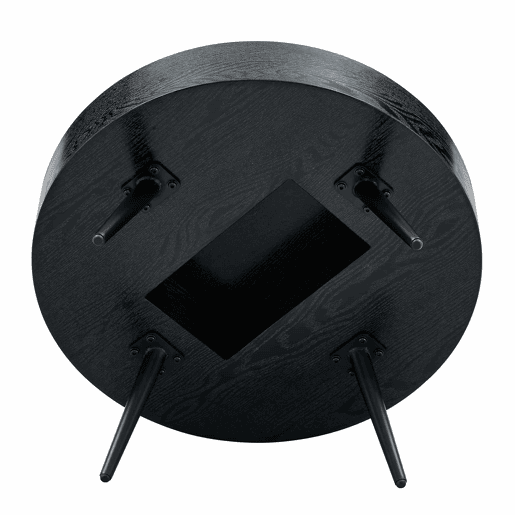 Mesa de café redonda 70 cm - Design minimalista, pernas de metal - Preto