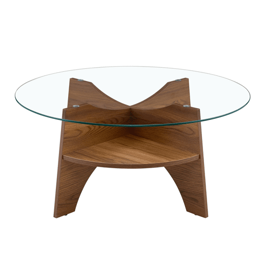Mesa auxiliar redonda 80 cm - design multifuncional, estrutura em MDF estilo nogal - Nogal