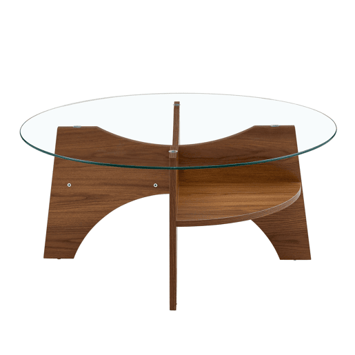 Mesa auxiliar redonda 80 cm - design multifuncional, estrutura em MDF estilo nogal - Nogal