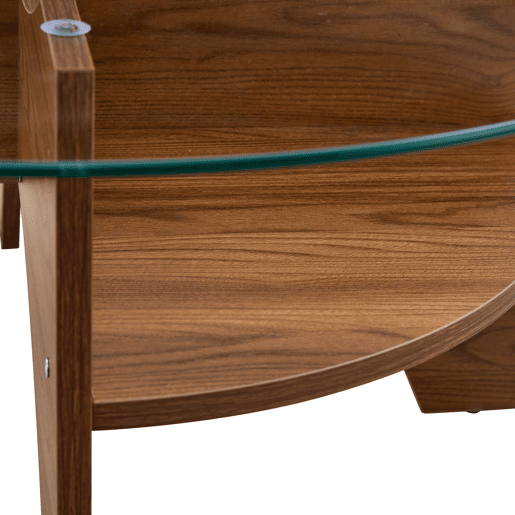 Mesa auxiliar redonda 80 cm - design multifuncional, estrutura em MDF estilo nogal - Nogal